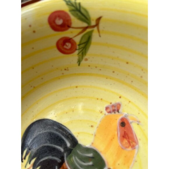 Hand-Painted Yellow Tuscan Rooster Ceramic Serving Bowl - Picture 7 of 13